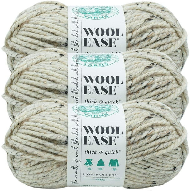 Lion Brand Yarn 640-154D Wool-Ease Thick and Quick Yarn Grey Marble